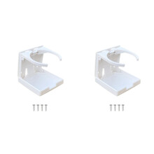 2X ABS Plastic Adjustable Folding Cup Drink Can Bottle Holder Stand Mount for Car Auto Boat Truck (White)