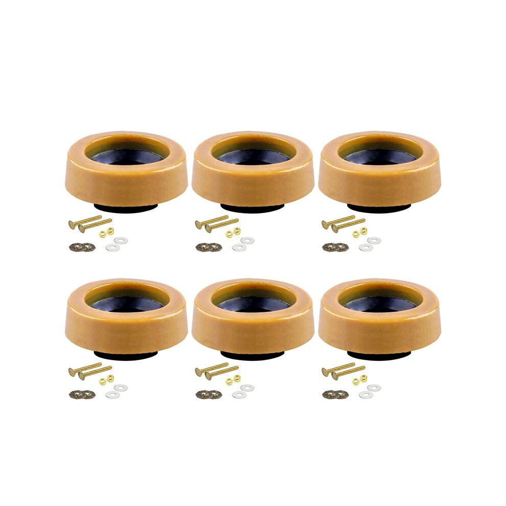 6X Toilet Wax Ring Kit For Floor Outlet Toilets New Install Or Re- With Flange And Bolts 6033970308139
