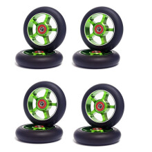 8Pcs 100mm Scooter Replacement Wheels with Bearings Aluminum Wear-Resistant PU Scooter Parts Scooter Accessories,Green