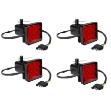 4X Red 15 LED 2 Inch Trailer Truck Hitch Tow Haul Receiver Cover Brake Light with Pin 12V