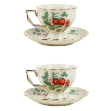 2X Fransk Retro Tekanna Kaffekoppset Gold Cup Fat Blomma Stor Tekopp Engelsk Afternoon Tea Cup B