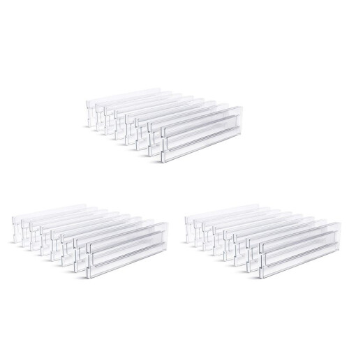 Drawer Dividers 24 Pack, Adjustable 3.2 Inch High Expandable From 11-20.6 Inch Kitchen Drawer Organizer, Clear Plastic