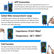 HoldPeak Digital Multimeter,6000 Counts TRMS Meter ACV DCV 0-1000V Resistance Capa Frequency Test,Data Hold
