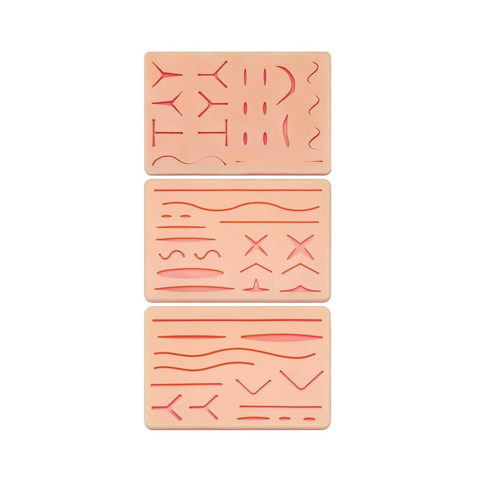3 Pcs Suture Pad 3 Layer Suture Practice Pad with Wounds Suture Practice for Medical and Vet Students Practice
