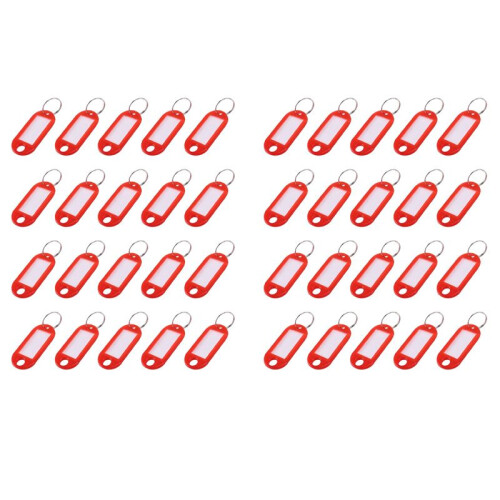 40 Pcs Assorted Key ID Label Tags Split Ring Keyring Keychain (Red).