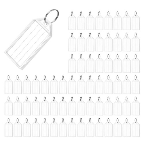 Etiquetas-Chave de 200 PeçAs Etiquetas de Chaveiro de PláStico de 2 Polegadas com Etiquetas de Papel em Branco Governado, Capas Transparentes e
