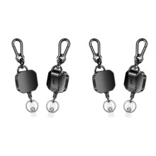 4 Pack Retractable Keychain, Heavy Duty Metal ID Badge Holder Key Reel, Carabiner Keychain with Belt Clip