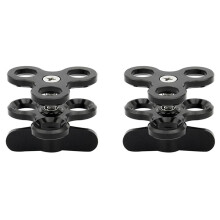 2X Clamp 3 Holes Diving Lights Arm Butterfly Clip Mount Bracket for Action Camera Flashlight Tripod,Black