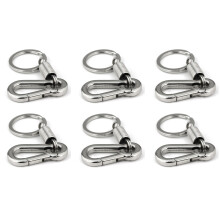 6X Sturdy Carabiner Key Chain Key Ring Polished Key Chain Spring Key Chain Business Waist Key Chain, Silver