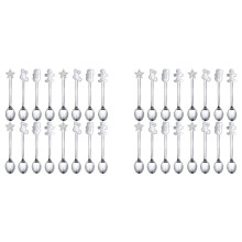 32Pcs Christmas Decorations for Home Stainless Xmas Coffee Spoons Dessert Spoon Tableware Kitchen New Year Gifts Silver