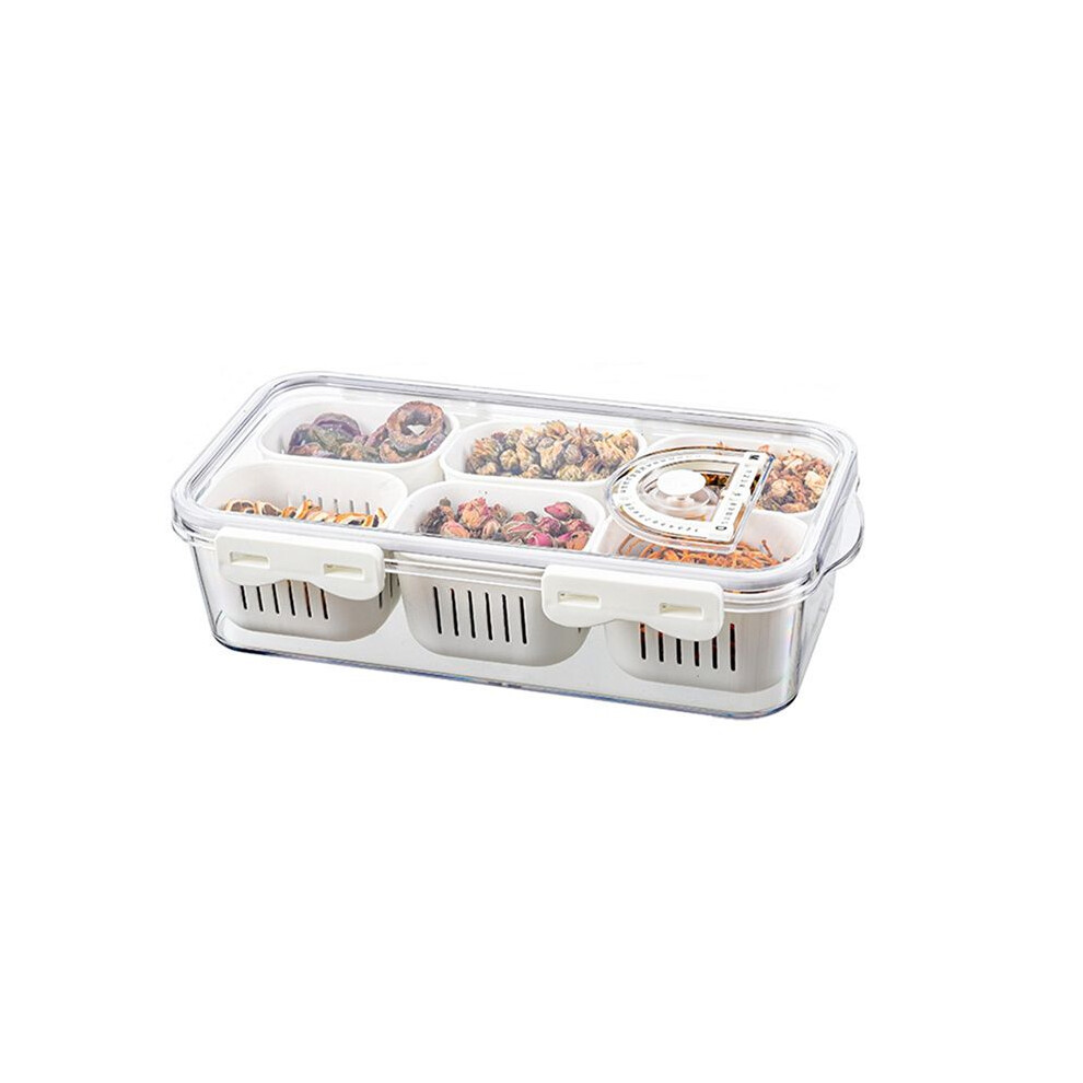 Tauoh Divided Food Serving Tray With Lids Stackable Snackle Box With 6 Dividers Fruit&Veggie Storage Container For Fridge