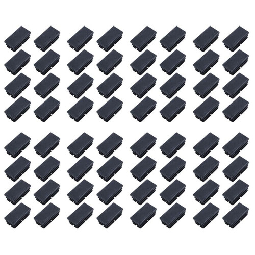 64 Pcs Black Plastic Rectangular Blanking End Caps Inserts 20mm X 40mm 1