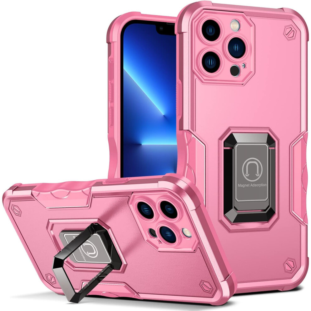 Case For Iphone 15 Plus With Builtin Kickstand, Military Grade Duallayer Shockproof Flag Design, Bright Pink 9169991351124
