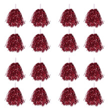 96 Stuks Cheerleading Pom Poms Metallic Folie Cheer Pom Poms met Plastic Handvat Rood