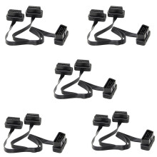 5X OBDII Extension Dual Connector Y Splitter OBD OBD2 16PIN Male to Female Connection Flat+Thin for ELM327
