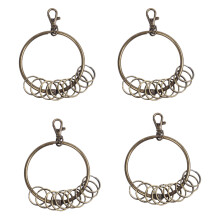 4X Bronze Tone Carabiner Prisoner Keyring 10 Loops Key Chain Ring 7.6cm