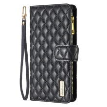 Wallet Case with Zipper and Card Holder, Quilted PU Leather Flip Cover for Women for Samsung Galaxy S21 Ultra