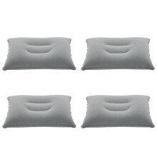 4X Folding Air Inflatable Pillow Double Sided Flocking Cushion for Travel Plane Hotel Hot Worldwide Light Grey