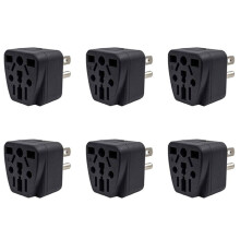 6X US Travel Plug Adapter EU/UK/AU/In/CN/JP/Asia/Italy/Brazil to USA (Type B), 3 Prong USA Plug, Charger Converter Black