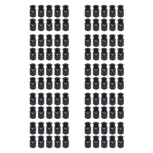 Diameter 8 mm Hole, Cord Cord Stopper Laces Snap Hook, Black, 100 Pcs
