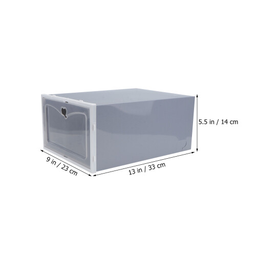 2Pcs Transparent Footwear Box Grey Plastic Shoe Storage Container 1