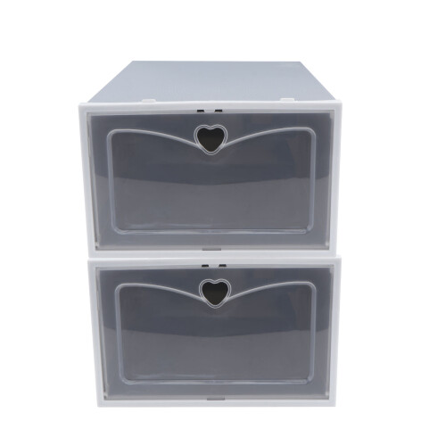 2Pcs Transparent Footwear Box Grey Plastic Shoe Storage Container 2