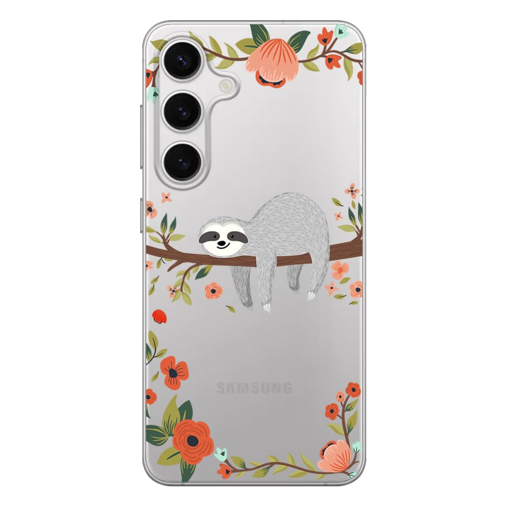 Cute Sloth Pattern Clear Tpu Case For Samsung Galaxy S25 Plus 6.7 Inch, Slim Shock Protection 9771547305392