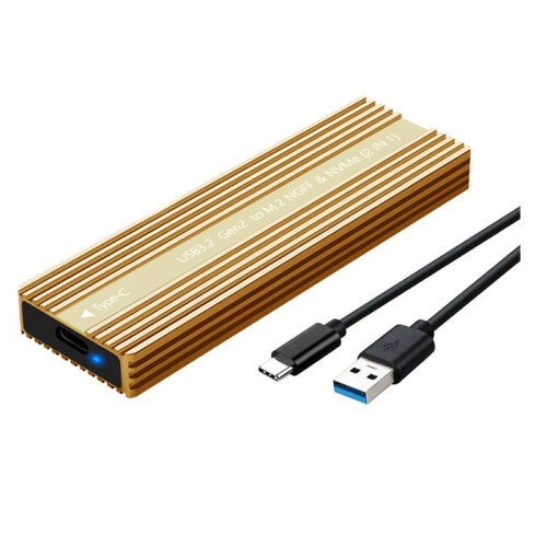 M.2 SSD-Hölje USB 3.2 Type-C Metallhölje med Värmeavledning Stöder /NVMe Dual Protocol Hårddisklåda D 1