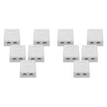10X RJ45 Netzwerk Buchse - Abgeschirmte, OberfläChen Montierte Doppel Wand Buchse mit CAT6A Ethernet LAN Kabel Anschluss für Netzwerk Kabel