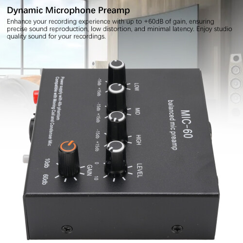 Microphone Preamp Boost + 48V Power Supply, Aluminum, Black 2