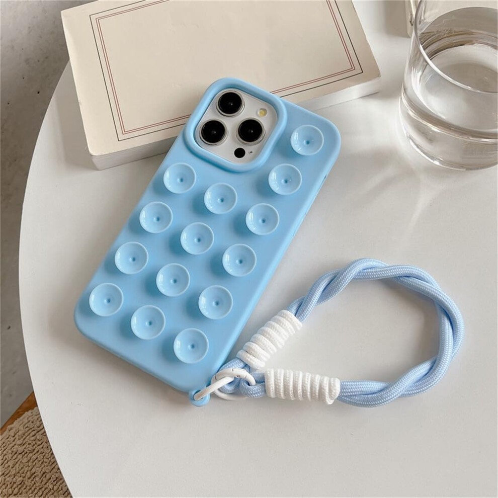 Silicone Case With Suction Cup Wrist Strap, Shockproof AntiâSlip Full Coverage Protective Cover For Iphone 12, Blue 9169991352497