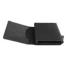 Men's PU Leather Wallet Carbon Fiber Pattern, Black, Free Size