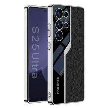 Luxury Slim Leather Case for Samsung Galaxy S25/S25 Plus/S25 Ultra with Lens Protection and Plating Frame