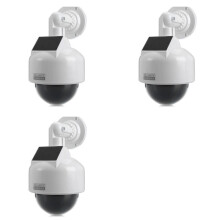 3X Simulations-Überwachungskamera mit Blinkendem LED-Licht, 360 Drehbar, Dummy-CCTV-Kuppel, Innen-/Außenmonitor mit Stromversorgung