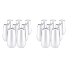 Bicchiere da Vino Senza Stelo Flutes da 16 Pezzi, Bicchiere da Vino A Doppio Isolamento da 6 OZ con Coperchi Bicchieri da Cocktail Bianca
