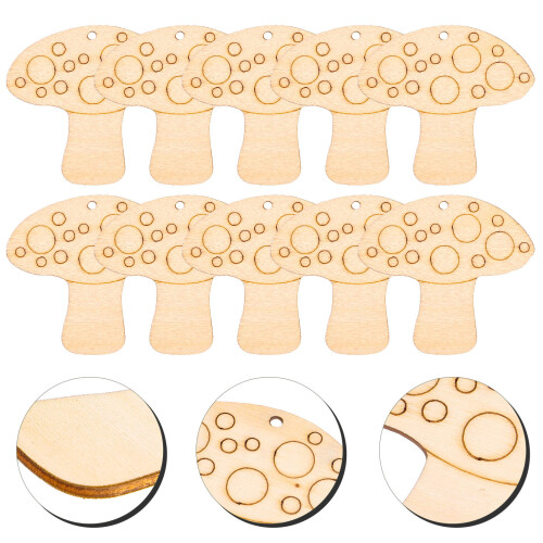 10 Stück Holz Pilz Anhänger Form Deko 2