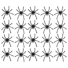 20 pieces Fausse araignee pour la Toussaint Jouet de plaisanterie L'accessoires de la fete L'imitation d'insectes (noir)