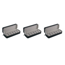 3X 6 Slot Watch Box Portable Travel Zipper Case Collector Storage Jewelry Storage Box(Black)