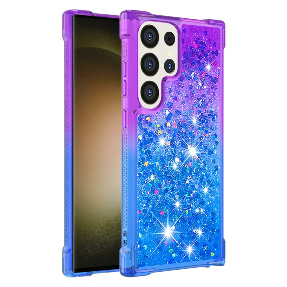 Glitter Liquid Quicksand Shockproof Case For Samsung Galaxy S25 Ultra, Gradient Sparkle Cover For Girls Purple 9092120935608