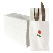 50 Stück Einweg-Dinnerservietten mit Leinen-Feeling und Integrierter Bestecktasche, Bedruckte, Vorgefaltete, Stoffähnliche Papierservietten