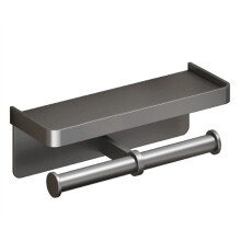 Toilet Paper Holder Wall-Mounted Aluminum Alloy Toilet Paper Holder Tissue Rack Bathroom Tissue Holder Gray