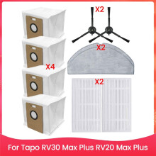 Für Tapo RV30 Max RV20 Max Ersatz-Seitenbürste, Hepa-Filter, Wischtuch, Staubbeutel