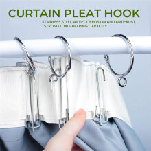 Curtain Pleat Tape, 10 Meters/11 Yards Pleater Tape for Curtains with 30 Pcs 4 Prongs Curtain Pleat Hooks for Drapes