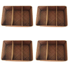 4X 3-Section Wicker Baskets for Shelves, Hand-Woven Seagrass Storage Baskets Toilet Paper Basket Large