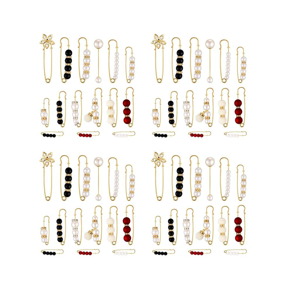 60Pcs Sweater Clips Heavy Duty Safety Pins Faux White Pearl Brooch Pin Dress Clip Hat Shawl Pin Rhinestone Enamel Pins 6032623622288