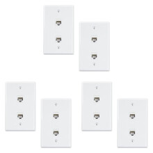 6-Pack 2-Portars Ethernet Väggplatta, Cat6 Hona Till Hona Vägguttag RJ45  Inline Koppling Vägguttag, Vit