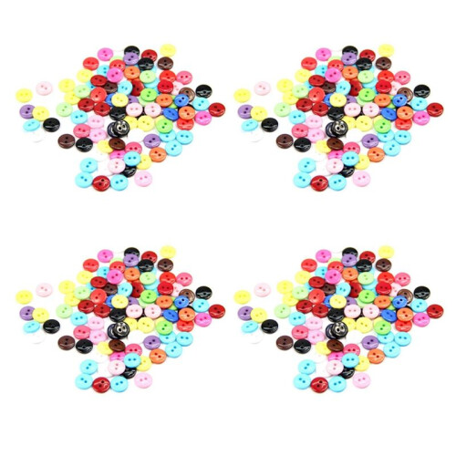 400Pcs 8mm Mixed Color Round Shape Resin Buttons Sewing Accessories