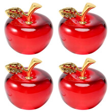 4X Weihnachten Kristall Apfel Glas Handwerk Dekoration Auto Ornamente Kristall Handwerk Miniatur Souvenir Geschenke