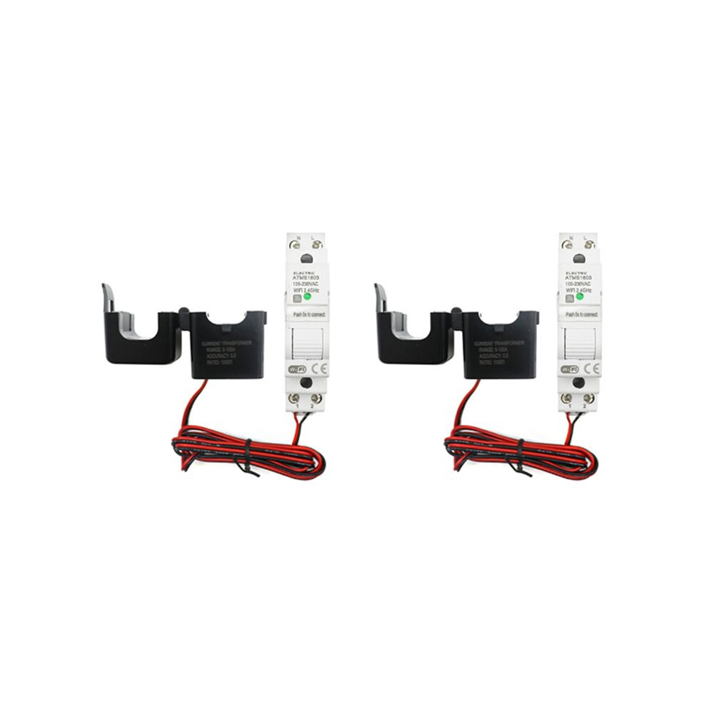 2X Tuya Wifi Electricity Kwh Meter Din Rail Single Phase Ac 110V 230V Ct Ac Meter App Real Monitor(63A) 4713919508692