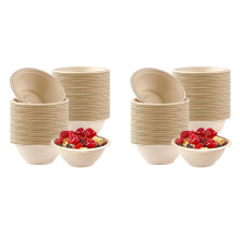 200 Bols en Papier Jetables Solides, 350 Ml de Bols en Papier de Canne à Sucre Jetables Marron BiodéGradables Super Rigides
